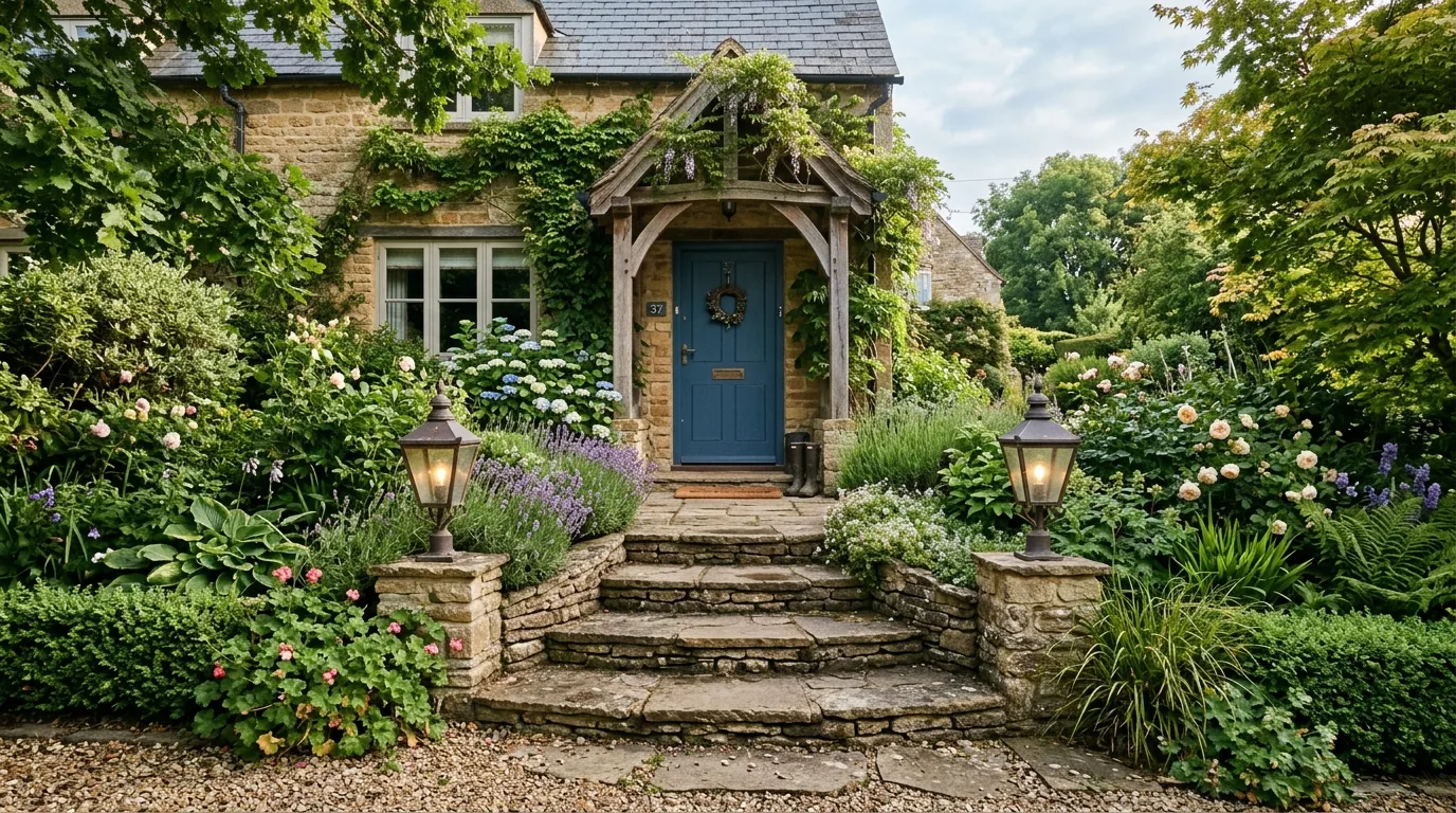 Symmetrical Greenery Near the Door